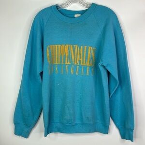 Vintage Fruit Of The Loom Blue Chippendales Los Angeles Sweatshirt Large 80s